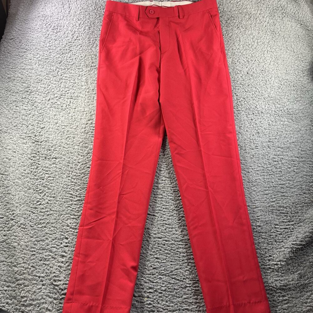 OppoSuits Red Trousers Dress Pant Mens FITS 34x33 Solid Bright Red Costume Party